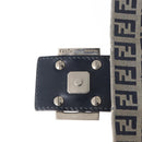 FENDI Zucchino Canvas Mamma Baguette Shoulder Bag Navy Silver Auth 156654V-16