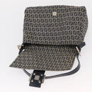 FENDI Zucchino Canvas Mamma Baguette Shoulder Bag Navy Silver Auth 156654V-17