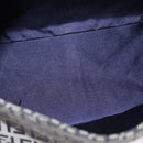 FENDI Zucchino Canvas Mamma Baguette Shoulder Bag Navy Silver Auth 156654V-20
