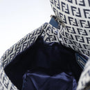 FENDI Zucchino Canvas Mamma Baguette Shoulder Bag Navy Silver Auth 156654V-22
