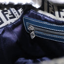 FENDI Zucchino Canvas Mamma Baguette Shoulder Bag Navy Silver Auth 156654V-23