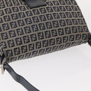 FENDI Zucchino Canvas Mamma Baguette Shoulder Bag Navy Silver Auth 156654V-6