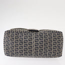 FENDI Zucchino Canvas Mamma Baguette Shoulder Bag Navy Silver Auth 156654V-9