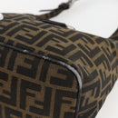 FENDI Zucca Canvas Mamma Baguette Shoulder Bag Black Brown Auth 156656V-10