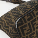 FENDI Zucca Canvas Mamma Baguette Shoulder Bag Black Brown Auth 156656V-13