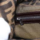 FENDI Zucca Canvas Mamma Baguette Shoulder Bag Black Brown Auth 156656V-16