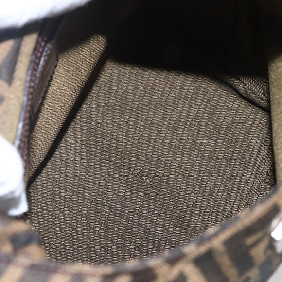 FENDI Zucca Canvas Mamma Baguette Shoulder Bag Black Brown Auth 156656V