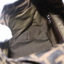 FENDI Zucca Canvas Mamma Baguette Shoulder Bag Black Brown Auth 156656V-19