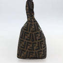 FENDI Zucca Canvas Mamma Baguette Shoulder Bag Black Brown Auth 156656V-4