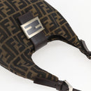 FENDI Zucca Canvas Mamma Baguette Shoulder Bag Black Brown Auth 156656V-6