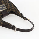 FENDI Zucca Canvas Mamma Baguette Shoulder Bag Black Brown Auth 156656V-7