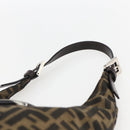 FENDI Zucca Canvas Mamma Baguette Shoulder Bag Black Brown Auth 156656V-8