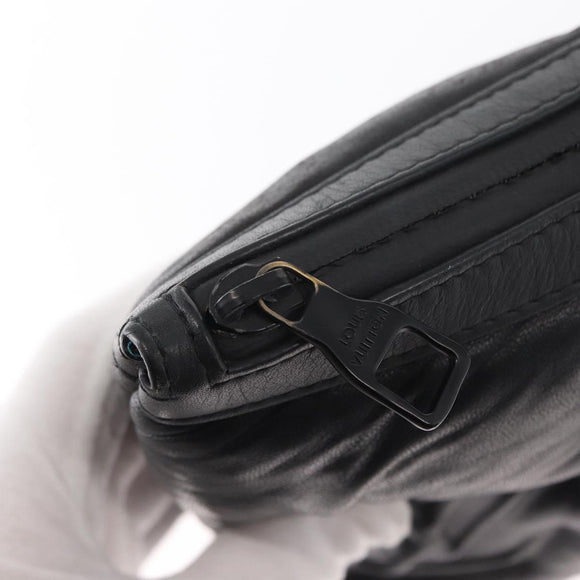 LOUIS VUITTON Monogram Emboss Pochette A4 Clutch Bag Black M68775 Auth 156663M