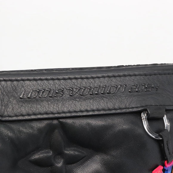 LOUIS VUITTON Monogram Emboss Pochette A4 Clutch Bag Black M68775 Auth 156663SM
