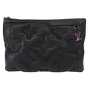 LOUIS VUITTON Monogram Emboss Pochette A4 Clutch Bag Black M68775 Auth 156663M-13