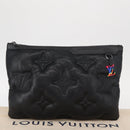 LOUIS VUITTON Monogram Emboss Pochette A4 Clutch Bag Black M68775 Auth 156663M-12