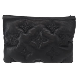 LOUIS VUITTON Monogram Emboss Pochette A4 Clutch Bag Black M68775 Auth 156663M - 0