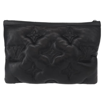 LOUIS VUITTON Monogram Emboss Pochette A4 Clutch Bag Black M68775 Auth 156663M - 0