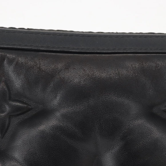 LOUIS VUITTON Monogram Emboss Pochette A4 Clutch Bag Black M68775 Auth 156663M