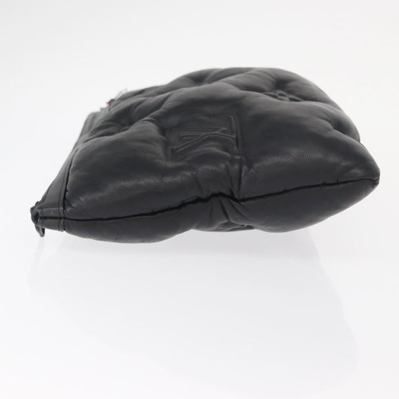 LOUIS VUITTON Monogram Emboss Pochette A4 Clutch Bag Black M68775 Auth 156663M