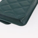 CHANEL Matelasse Chain Shoulder Bag Lamb Skin 2way Green Gold CC Auth 156667SM-14