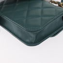 CHANEL Matelasse Chain Shoulder Bag Lamb Skin 2way Green Gold CC Auth 156667SM-15