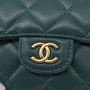 CHANEL Matelasse Chain Shoulder Bag Lamb Skin 2way Green Gold CC Auth 156667SM-16