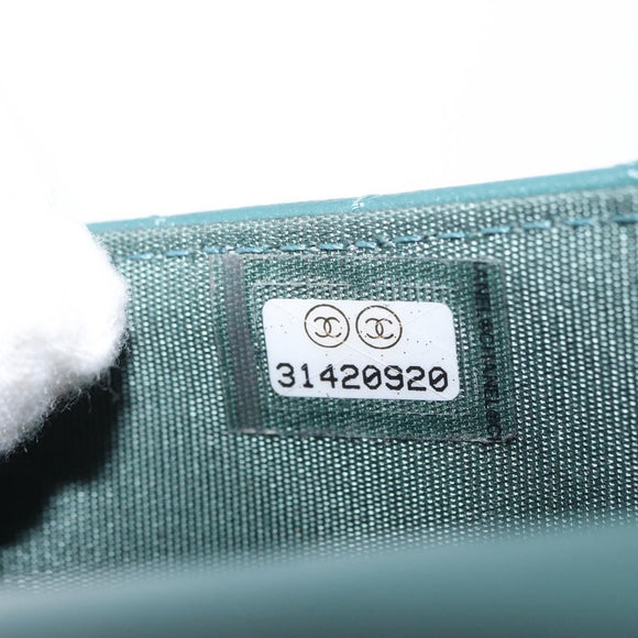 CHANEL Matelasse Chain Shoulder Bag Lamb Skin 2way Green Gold CC Auth 156667SM