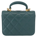 CHANEL Matelasse Chain Shoulder Bag Lamb Skin 2way Green Gold CC Auth 156667SM-3
