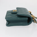 CHANEL Matelasse Chain Shoulder Bag Lamb Skin 2way Green Gold CC Auth 156667SM-4