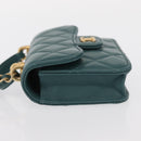 CHANEL Matelasse Chain Shoulder Bag Lamb Skin 2way Green Gold CC Auth 156667SM-5