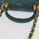 CHANEL Matelasse Chain Shoulder Bag Lamb Skin 2way Green Gold CC Auth 156667SM-7