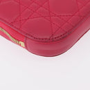 Christian Dior Cannage Phone Chain Shoulder Pouch 2way Pink Gold Auth 156668V-10