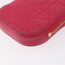 Christian Dior Cannage Phone Chain Shoulder Pouch 2way Pink Gold Auth 156668V-11