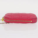 Christian Dior Cannage Phone Chain Shoulder Pouch 2way Pink Gold Auth 156668V-5