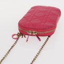 Christian Dior Cannage Phone Chain Shoulder Pouch 2way Pink Gold Auth 156668V-6