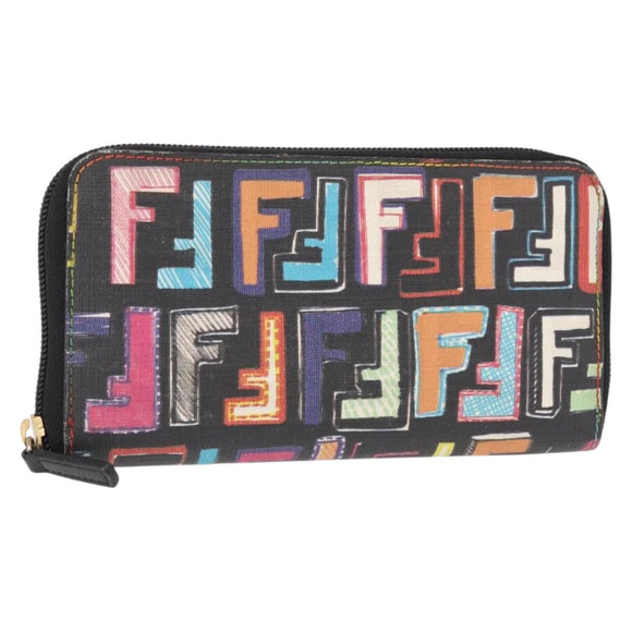 FENDI Zucca Canvas Langbrieftasche Multicolor Auth 156681V