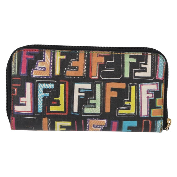 FENDI Zucca Canvas Long Wallet Multicolor Auth 156681V