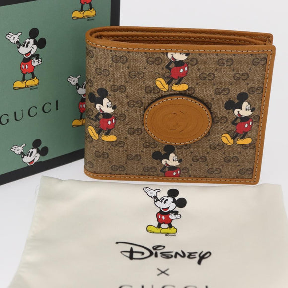GUCCI Micro GG Supreme Disney Compact Wallet PVC Beige 602547 Auth 156682SM