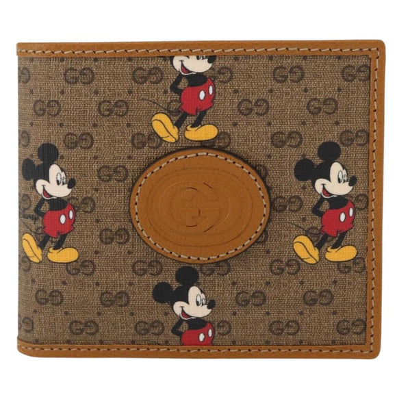 GUCCI Micro GG Supreme Disney Compact Wallet PVC Beige 602547 Auth 156682SM