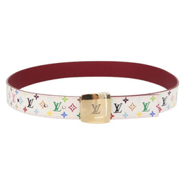 LOUIS VUITTON Multicolor Ceinture LV Cut Belt White M9682W LV Auth 156683V