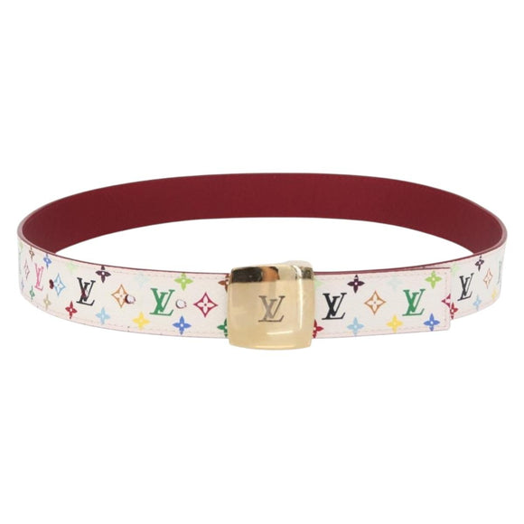 LOUIS VUITTON Multicolor Ceinture LV Cut Belt White M9682W LV Auth 156683V