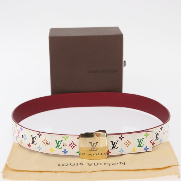 LOUIS VUITTON Multicolor Ceinture LV Cut Belt White M9682W LV Auth 156683V