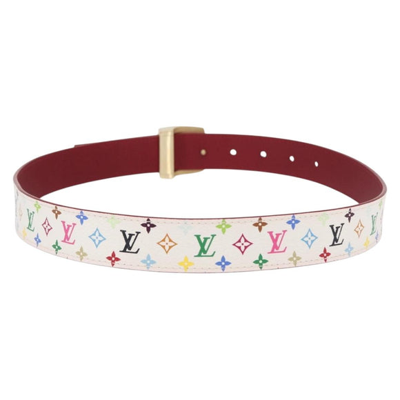 LOUIS VUITTON Multicolor Ceinture LV Cut Belt White M9682W LV Auth 156683V