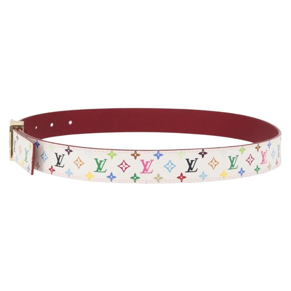 LOUIS VUITTON Multicolor Ceinture LV Cut Belt White M9682W LV Auth 156683V
