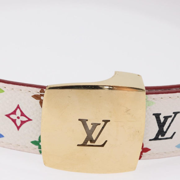 LOUIS VUITTON Multicolor Ceinture LV Cut Belt White M9682W LV Auth 156683V