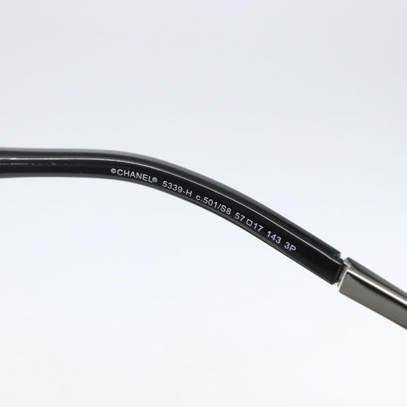 CHANEL Coco Pearl Sunglasses metal Black 5339-H CC Auth 156688