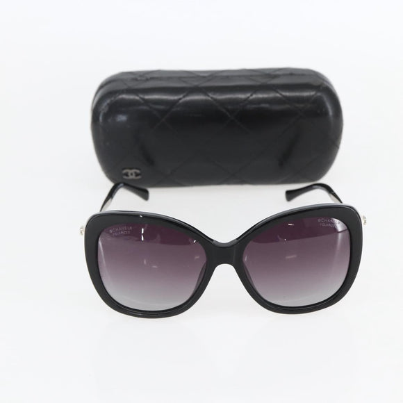CHANEL Coco Pearl Sunglasses metal Black 5339-H CC Auth 156688
