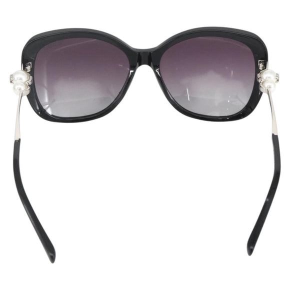CHANEL Coco Pearl Sunglasses metal Black 5339-H CC Auth 156688