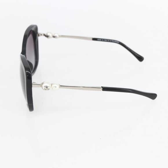 CHANEL Coco Pearl Sunglasses metal Black 5339-H CC Auth 156688